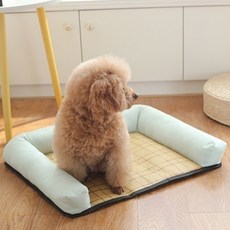 파스텔펫 반려동물 대나무 쿨 사각 방석, 라이트그린, 1개