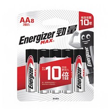 Energizer 勁量 鹼性電池 3號,8顆,1組, 電子產品穩定接收, 延長使用壽命, 電力更持久,品質穩定