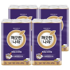깨끗한나라 천연펄프 3겹 촉앤감 프리미엄 고급롤화장지, 30m, 30개입, 4개