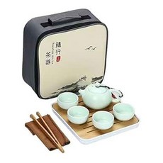 白定西施旅行茶具組 Set, 茶壺 + 茶杯 4個 + 茶盤 + 茶巾 + 旅行包 + 茶夾, 17B, 1組