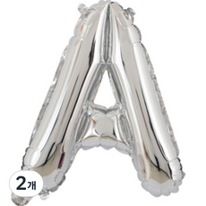 팡파티 레터링 알파벳 풍선 A 40cm, 실버, 2개 실버, 2개