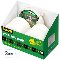 스카치 매직 테이프 디스펜서 + 리필 18mm x 25m 4p 오피스 팩 MT-5, 반투명, 3세트