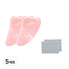 로즈쿼츠 마사지 원석괄사 2p + PVC 지퍼팩 2p, 5세트, 로즈쿼츠 괄사 2개 + 지퍼팩 2개