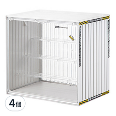 貨櫃造型公仔收納箱, 透明款, 34x23x31.5公分, 大(34 x 23 x 31.5cm), 4個