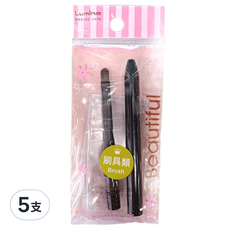 Lumina 露蜜 A14附蓋唇刷 5支 黑色 無香味 唇妝工具 唇刷套裝, 黑色/無香味