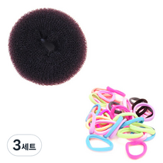 루머스 오당고 똥머리 스몰 HU011 + 머리끈 소 HU122 랜덤 발송 50p, 브라운, 3세트