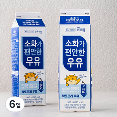 건국유업 소화가 편안한 우유, 900ml, 6입