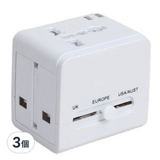 DTAudio 1500W萬國旅行充, 適用多國, 帶USB-A/多國插座, 寬電壓設計, 6cm, 白色, 3個