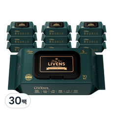 리벤스 시그니처 도톰한 저자극 엠보싱 물티슈 캡형 75GSM, 70매, 30개