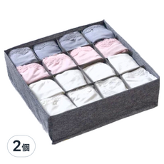 U-mop 內褲收納盒 16格 灰色 32x32x10cm, 32 x 32 x 10cm, 2個