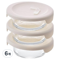 락앤락 바로한끼 내열유리 밥용기 아이보리, 6개, 350ml