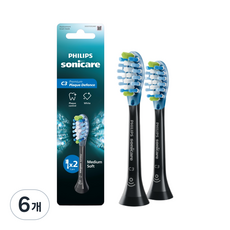 소닉케어 C3 프리미엄 케어 칫솔모 블랙, HX9042/91, 6개