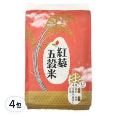 池上鄉農會 紅藜五穀米 4包入 1.2kg，多種穀物膳食纖維，營養豐富，產地直送，健康美味, 4包
