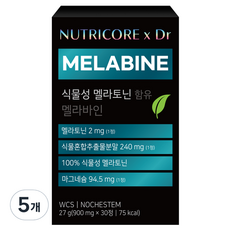 뉴트리코어 Dr 식물성 멜라토닌 함유 멜라바인, 5개, 30정