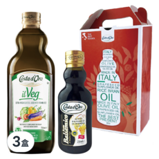 Costa d'Oro 頂級冷壓初榨橄欖油 (未過濾) + 巴薩米克醋禮盒, 750ml+250ml, 3盒