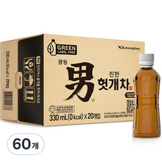 광동제약 진한 헛개차 그린 무라벨, 330ml, 60개