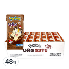 삼립 포켓몬 나옹의 초코 우유, 190ml, 48개