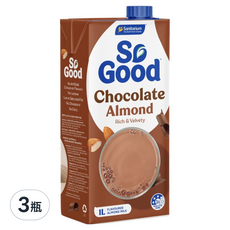 So Good Basic系列 可可堅果杏仁奶 植物奶 全素可食, 3瓶, 1L