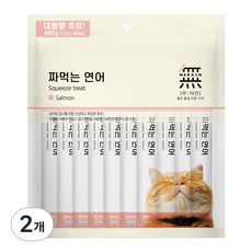 바우와우 무마진 짜먹는 고양이 간식 40p, 연어, 480g, 2개