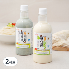 프레시오늘 신선냉장 껍질째 손수 영양가득 파주장단콩 꿀콩국수 + 꿀서리태콩국수 생소면 밀키트 2인분 2종 세트 1346g, 2세트