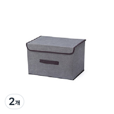 살림마녀 접이식 패브릭 수납박스 L, 그레이, 2개