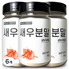 헬로우그린 국산 새우 분말 통, 90g, 6개
