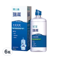 BAUSCH LOMB 博士倫 瑞霖 水漾清新多效保養液 355ml 保濕 清潔 消毒 去蛋白 附保養鏡盒, 6瓶