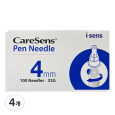 isens 케어센스 멸균주사침 4mm 32G, 100개입, 4개