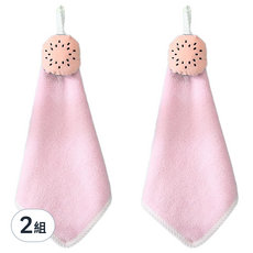 無品牌 擦手巾 西瓜粉F 2入/組, 柔軟吸水掛式擦手巾，廚房浴室生活用品, 2組
