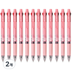 라인플러스 M3 3색볼펜 0.5mm 12p, 코랄, 2개