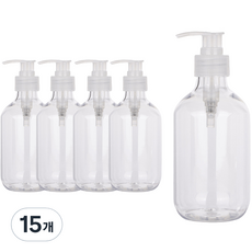 펌프 로션 샴푸 공병 용기 300ml, 투명(캡), 15개