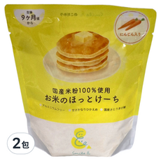 Smile& 寶寶鬆餅粉 胡蘿蔔, 9個月以上適用, 日本國產米粉 100%使用, 不含麩質, 100g, 2包