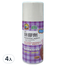 國森 修繕屋 4845除膠劑 4入組 噴霧式除膠劑 有效去除殘膠 適用於汽車 傢俱 玻璃, 4入