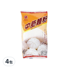 義峰食品 中筋麵粉 500g, 適合多種中式料理製作, 可用於製作麵條、饅頭、包子等家庭麵點, 內含維生素C, 小包裝方便保存, 4包