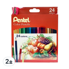 Pentel 飛龍文具 彩色鉛筆, 24色, 2盒