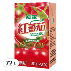 波蜜 紅蕃茄汁, 含健康茄紅素, 果汁48%, 250毫升, 250ml, 72入