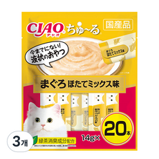 이나바 고양이 챠오 츄르 20P, 참치 + 가리비 혼합맛 14g 20P (SC-483), 3개