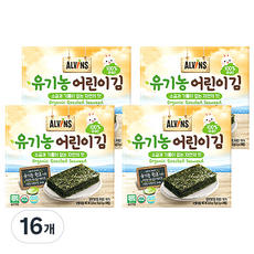 엘빈즈 유기농 어린이김 10p, 자연의 맛, 15g, 16개 - 엘빈즈김