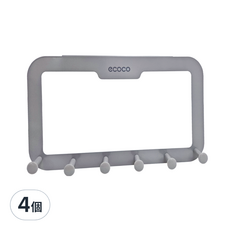 ecoco 意可可 免釘無痕門後掛勾 L型灰色, 灰色, 4個