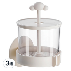 日本SP SAUCE 壁掛黏貼式洗面乳起泡器，ABS樹脂+AS樹脂杯體，1組, 白色, 3組