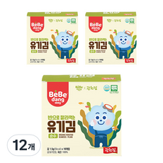 베베당 유기김 순수 1.5g x 10p, 무조미, 12개, 15g - 베베당김