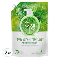 Soonsaem 檸檬酸蔬果碗盤洗潔精補充包, 1.2L, 2包