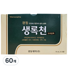 광동제약 생록천 프라임액 생약소화제, 75ml, 60개