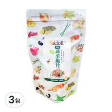 元氣家 綜合蔬菜脆片, 真空脫水技術, 保留蔬菜風味, 無添加人工色素香精, 無防腐劑, 健康美味, 100g, 3包