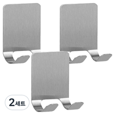 Louis Noblesse不鏽鋼無孔刮鬍刀架 銀色 4.5*6cm 3個+黏貼貼紙組, 2套