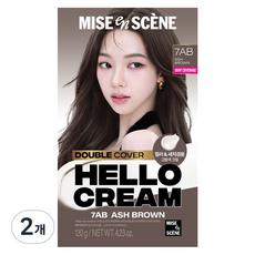 미쟝센 헬로크림 더블커버 새치 겸용 염모제, 2개, 애쉬브라운