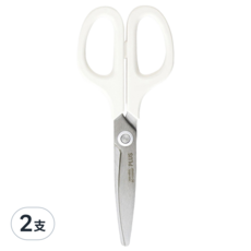 PLUS 普樂士 透明不沾膠弧線剪刀 白色 2支裝 - 辦公家用剪裁必備, 2支