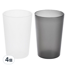 OMORY 無印風漱口杯 2入組, 380ml容量, PP材質, 柔軟安全耐用, 透明款, 4個