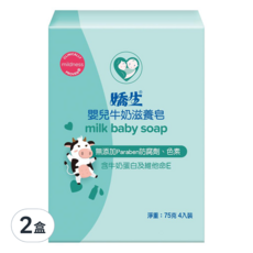 Johnson's 嬌生 嬰兒牛奶滋養皂, 無添加Paraben防腐劑、色素, 含牛奶蛋白及維他命E, 75克4入裝, 300g, 2盒