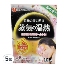 YEER 醫悅氛芳 日本良質 40度蒸氣眼罩 熱敷眼罩 櫻花, 10片裝x5盒, 舒緩眼部疲勞, 10片, 5盒